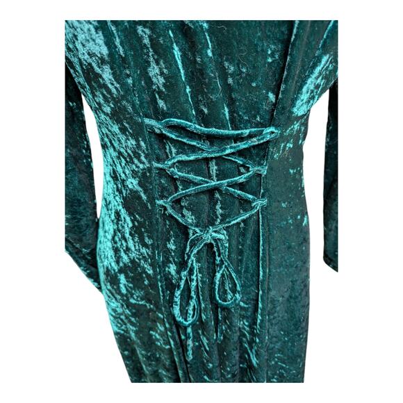 Vtg 1990s Brett Alixander Forest Green Crushed Velvet Corset Back Maxi Dress 10 - Picture 4 of 7